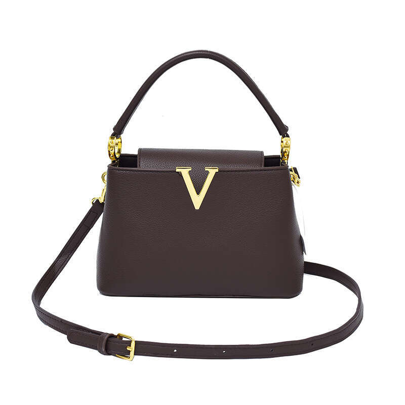 New Style Elegant Single Shoulder Lychee Pattern Fashion Simple Handheld Small Square Versatile Three-Dimensional Trendy Crossbody Bag