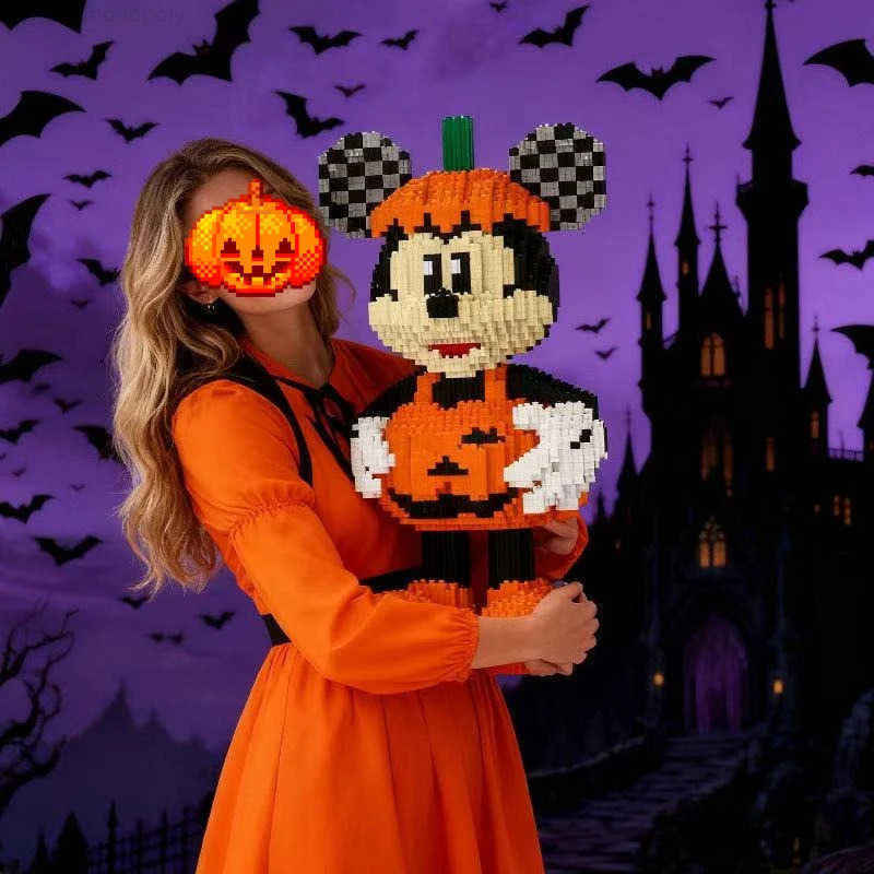 Disney Halloween Pumpkin Mickey Puzzle Ornaments Kids Building Blocks Toy 3D Stereoscopic Puzzle Models Puzzle Toys Birthday Gifts H251218