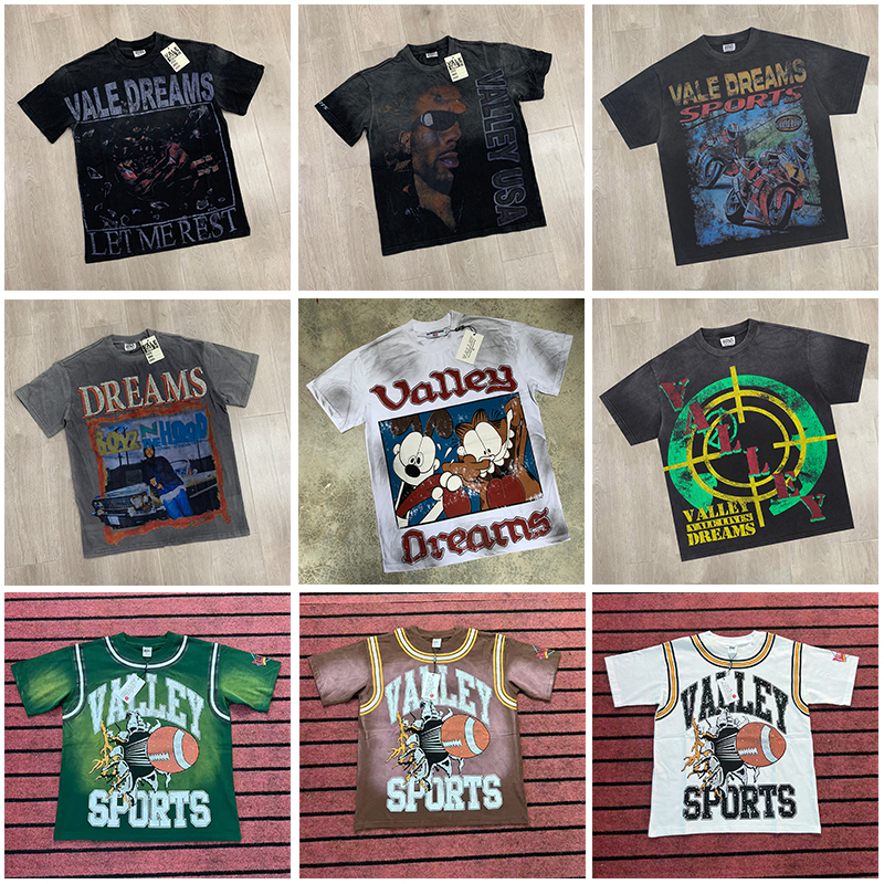 Designer Shirts valley Designer Mens T Shirts valelives Vintage vale Graphic Oversized Y2k Top Harajuku Gothic Cotton Short Sleeve Shirt Men Clothing Size S -XL