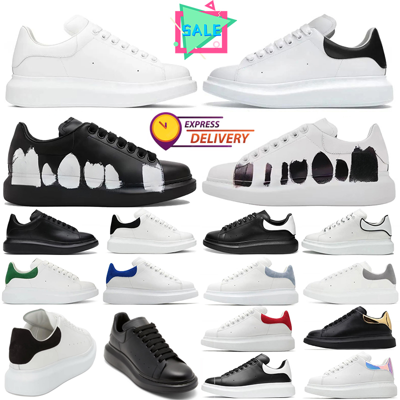 Designer Shoes Mens Womans Casual Leather Flat Triple Black White Grey Graffiti Red Blue High Quality Outdoors Sneakers