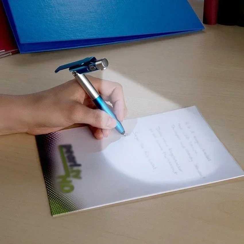 4 In 1 Mtifunction Ballpoint Pen with LED Light Fold Phone Holder Night Read Writing Pencil Off School Student Stationery Y251218