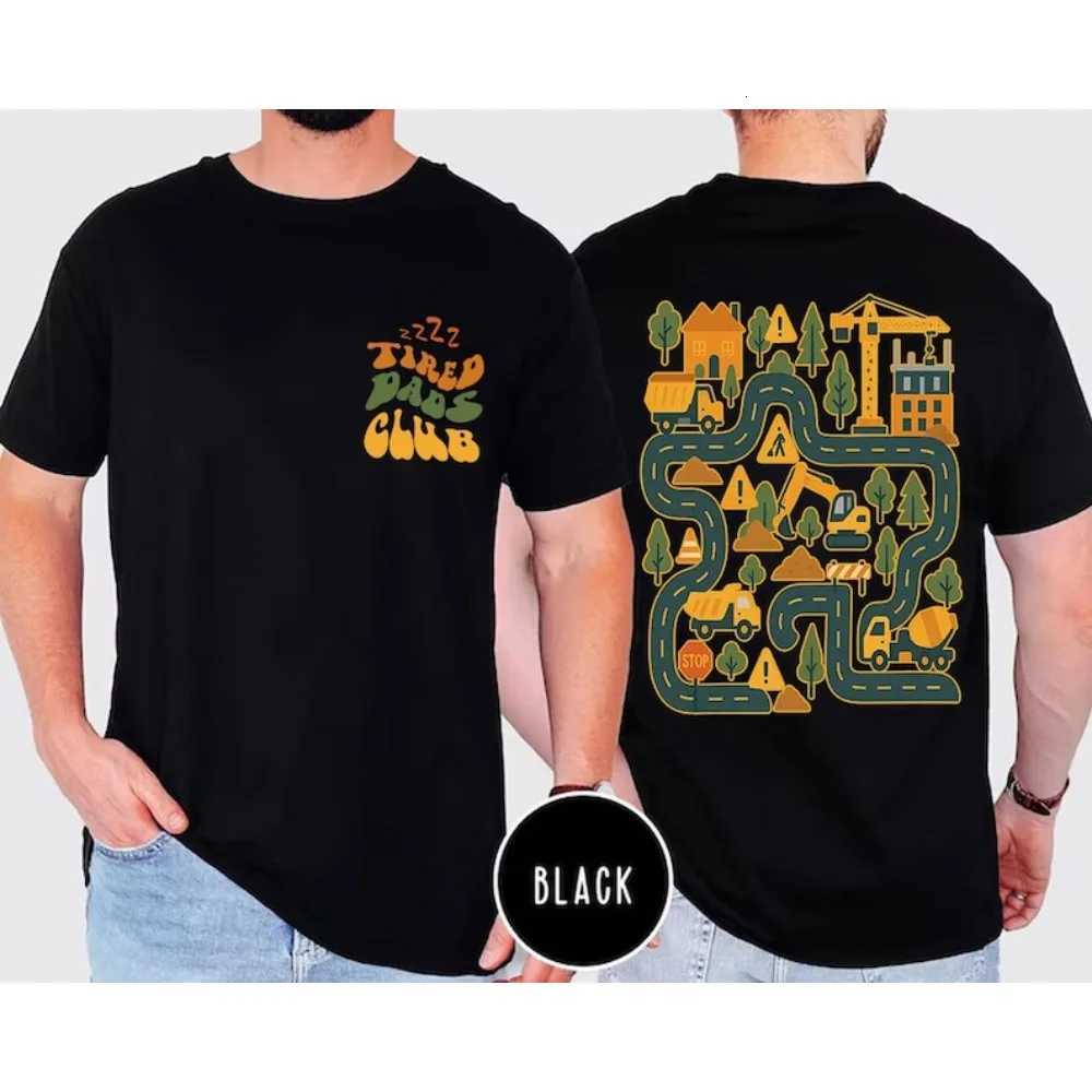 Tired Dads Club Funny Shirt Mat Road Car Race Track Backprint T-Shirt Unique Fathers Day Gift Tshirt Mens Daily Life Cotton Tops X251218
