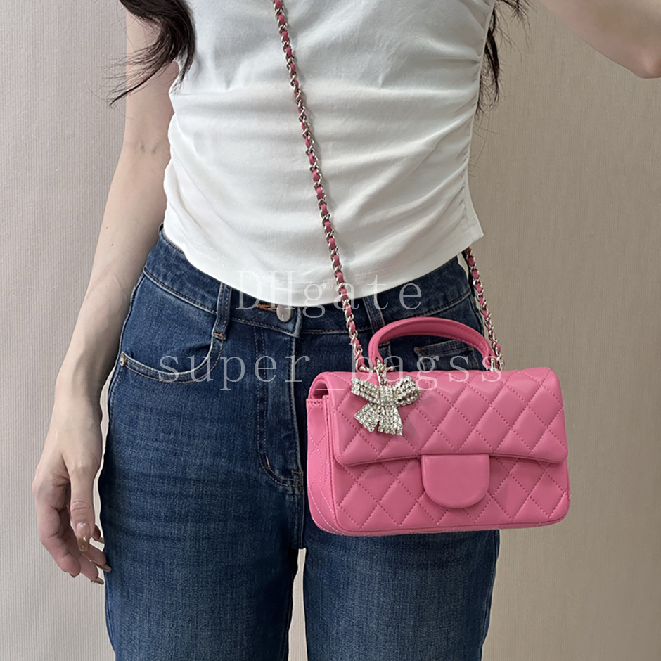 Strass Luxury designer bag Mirror quality shoulder bag 20CM flap bag Lambskin evening bag Mini handbag genuine leather chain bag with box 24C06L