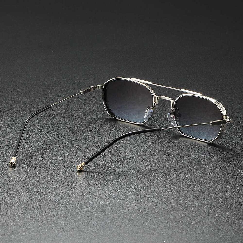 Cross-Border New Square Fashion Sunglasses European and American Business Double Metal Retro Men's Glasses