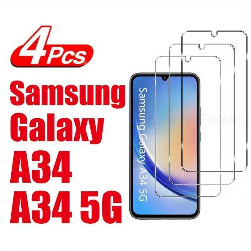 4 Pack Designed for Galaxy A34 5G Tempered Glass SCREEn Protector 9H Anti Scratch HD Clear Bubble Free G251218