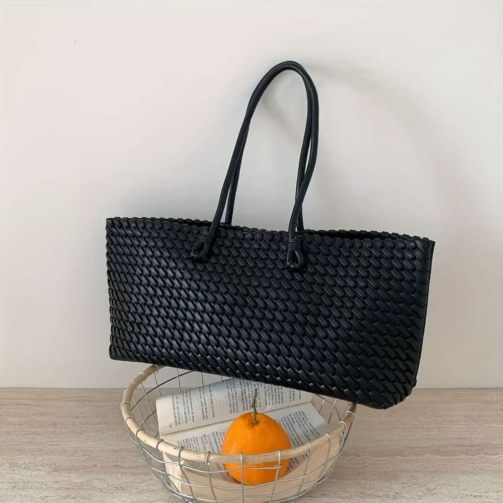 Women S Large Tote Bag Double Sided Wicker Like Handbag With Woven Front Layer Like Texture Drawstring Closure Wrist Strap Multi Color Turquoise Mint