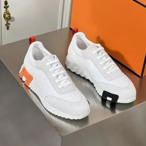 Brand h designer trainers Bouncing sneakers for Men Casual shoes Leather And Mesh Lace Up Sports Runner trainer Shoes Rubber Sole Man Low Top Street Style1688