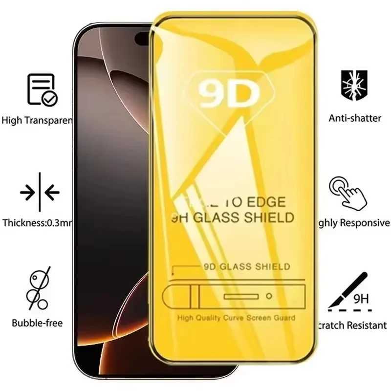 1-5PCS 9D Full Cover Tempered Glass For iPhone 17 16 15 11 12 13 14 Pro Max 16E Screen Protector For iPhone 13 Mini XR X XS Max G251218
