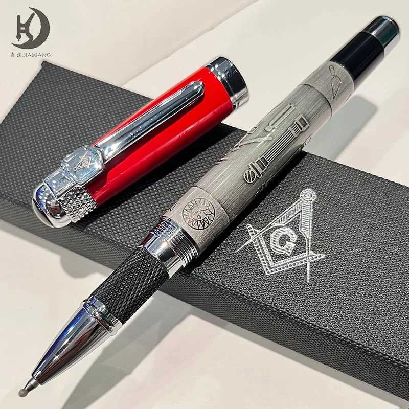 Masonic Symbols Noblest Ancient Silver Heavy Weight Silvery Clip Masonic Writing rollerball Pen With Gift Box Y251218