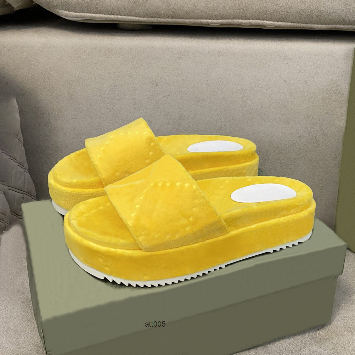 new slippers cotton sponge embossed platform sandals men for women shoes black yellow dark pink light blue red flat beac guccishoe guccisandal gg gucciis guccis F6ZT