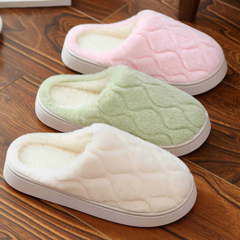2025 Autumn Winter Short Plush Warm Womens Cotton Slippers - Cozy Non-Slip Indoor House Shoes for Couples Soft with Thick Sole H251117