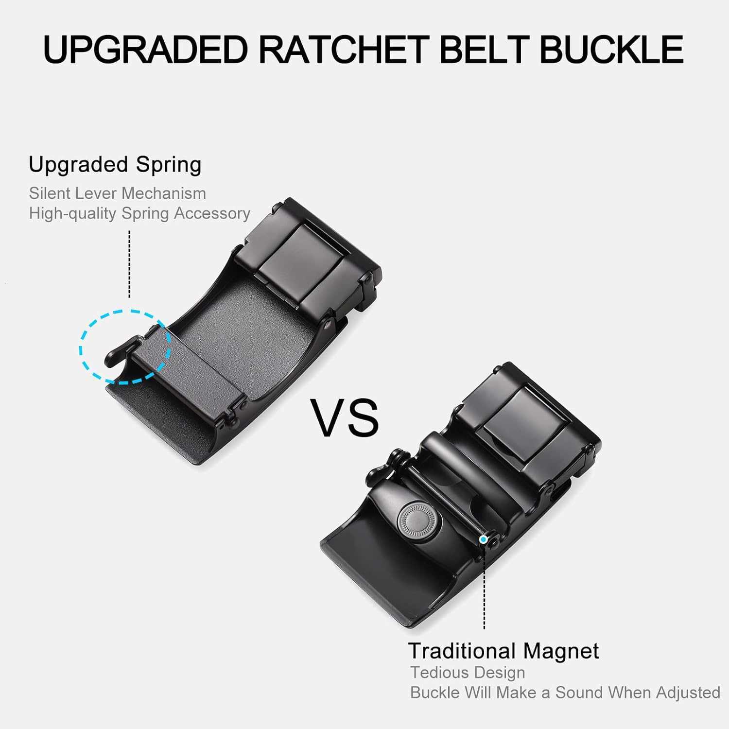 Belt for Men Automatic Ratchet Buckle Slide Dress Casual Belts 1 3/8 Wide Adjustable Trim to FitBlack-20 M251218