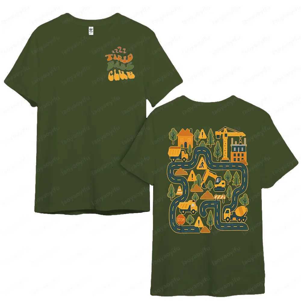 Tired Dads Club Funny Shirt Mat Road Car Race Track Backprint T-Shirt Unique Fathers Day Gift Tshirt Mens Daily Life Cotton Tops X251218