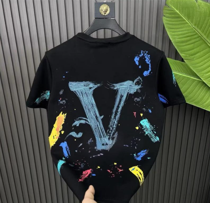 Free Shipping 2026 Summer Lightweight Luxury New Design Graffiti Print Men's Fashion Round Neck T-Shirt Versatile Trendy Super Stylish Short Slee