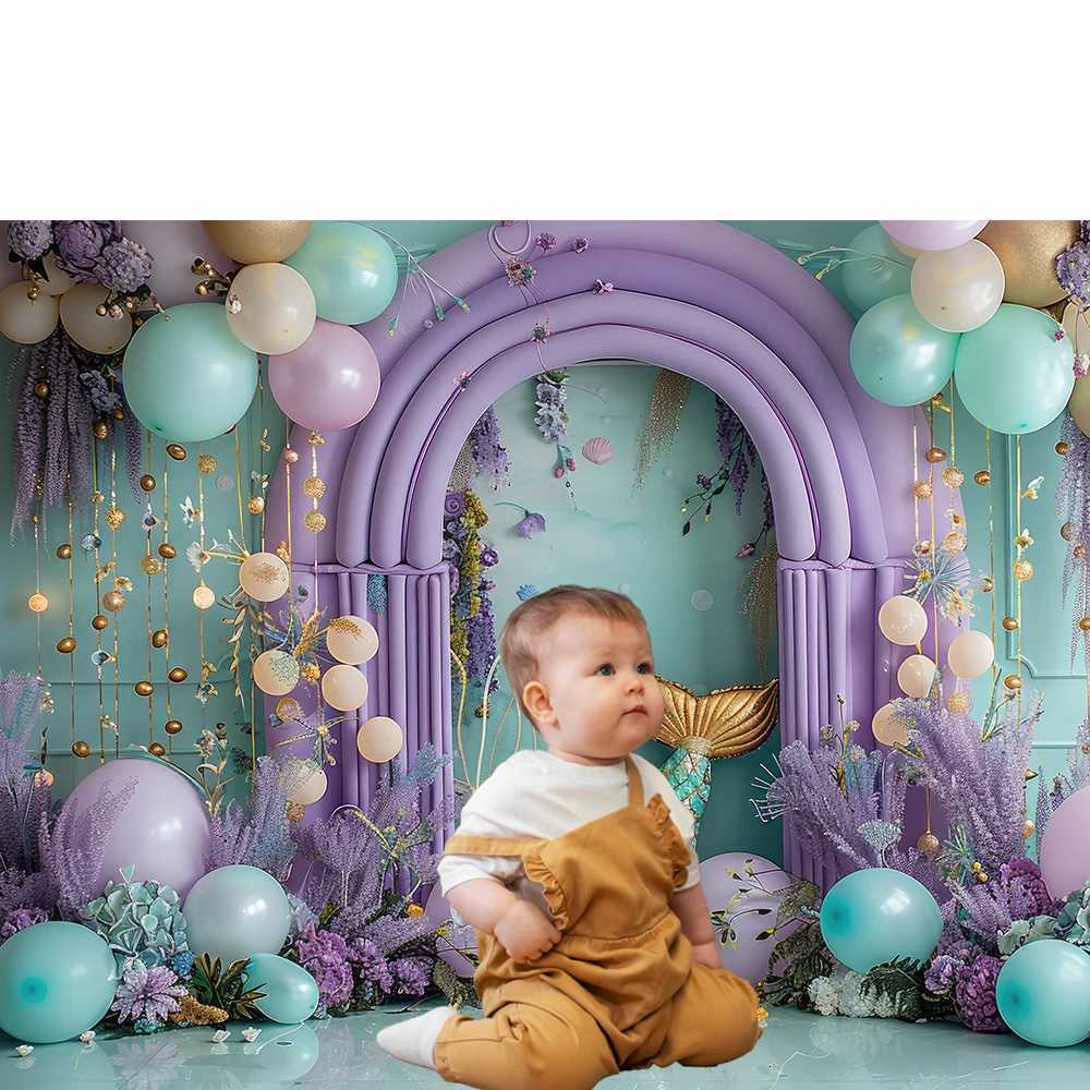 Beenle Photography Background Birthday Party Backdrop for Girl Mermaid Tail Scales Shell Princess Baby Shower Decor Photo Props X251218