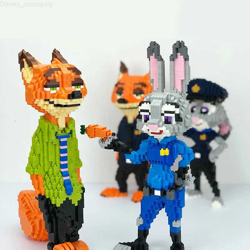 Disney Animal City Diamond Blocks Set - Fox Rabbit Duo Building Model Kit Micro Bricks Cartoon Figure for Adults Teens 14 H251218