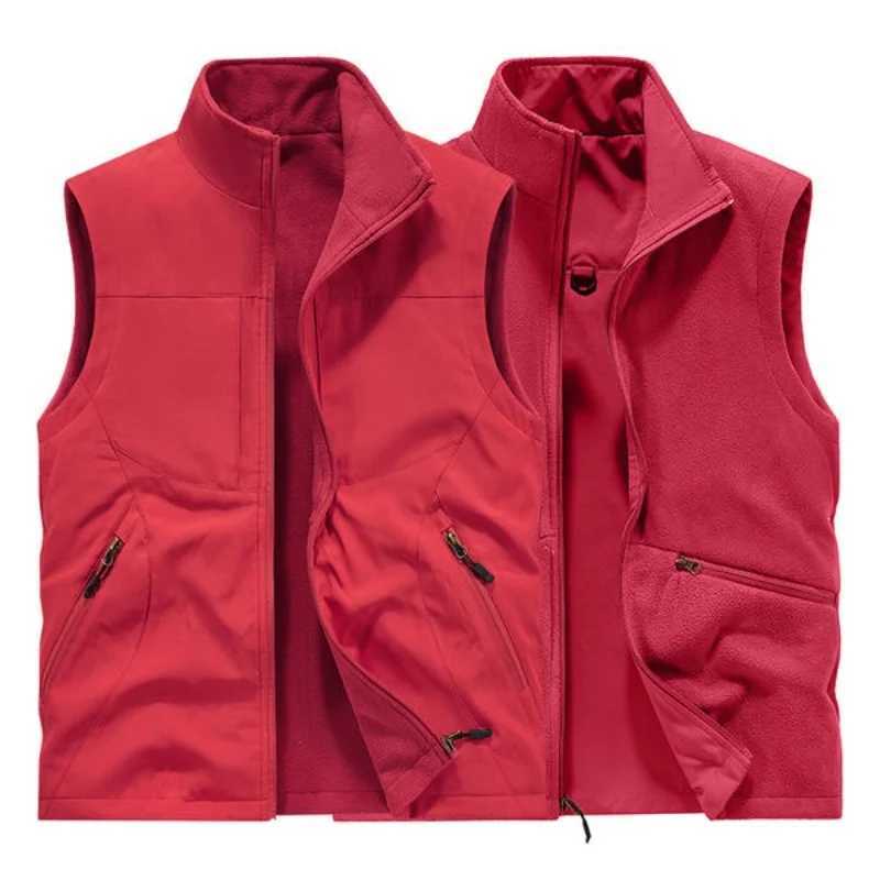 2025 Double-sided wear polar fleece vest outdoor casual style large-sized loose sleeveless warm mens vest Autumn WinterG251218