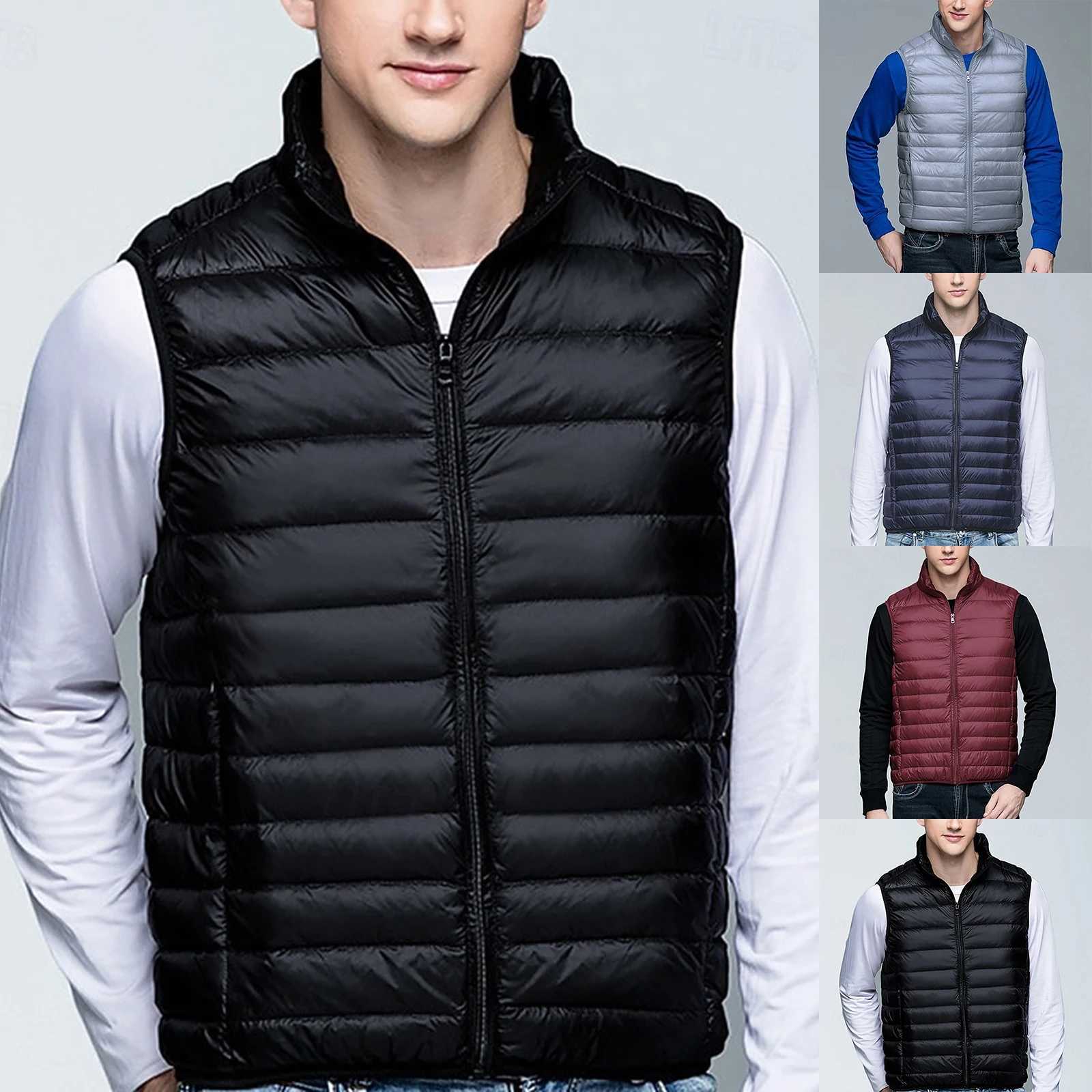 MenS Casual Zipper Vest Stand Collar Sleeveless Outdoor Windproof Casual Warm Vest Jacket Winter Thickened MenS VestG251218