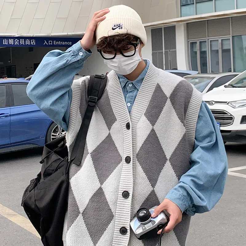 New Autumn Winter Fashion Trend Casual Vneck Cardigan Vest For Men Highquality Korean Version Loose Comfortable Versatile JacketG251218