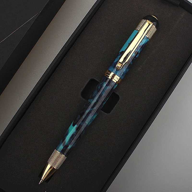 high quality Metal Rotating ballpoint pen Sign Pens 07MM Black Ink Business Caneta Smooth Writing for Off School Supplies Y251218
