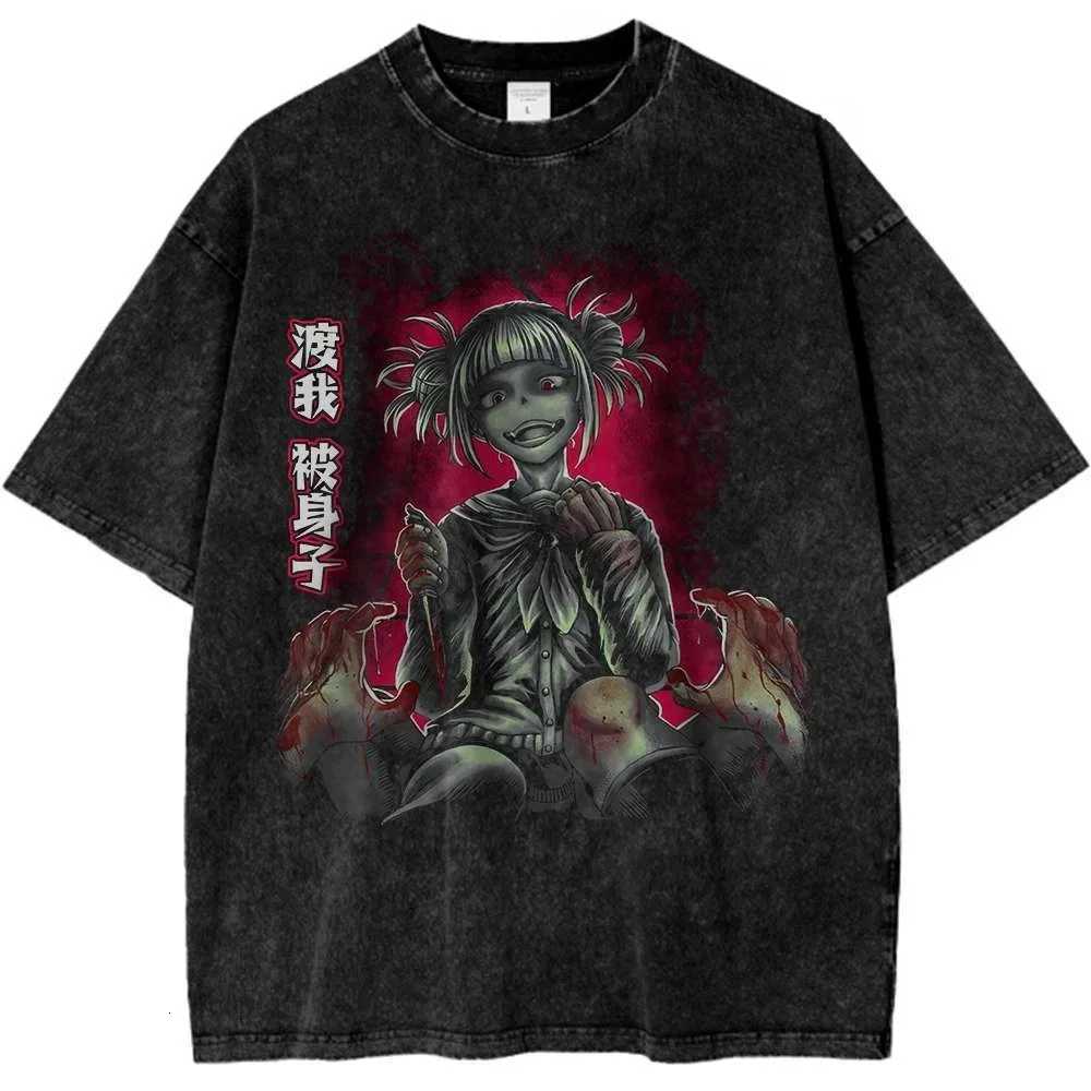Hot Anime My Hero Academia Midoriya Izuku Deku Printed T Shirt Men Retro Washed T-shirts T-shirt Plus Size Cotton Casual Unisex X251218