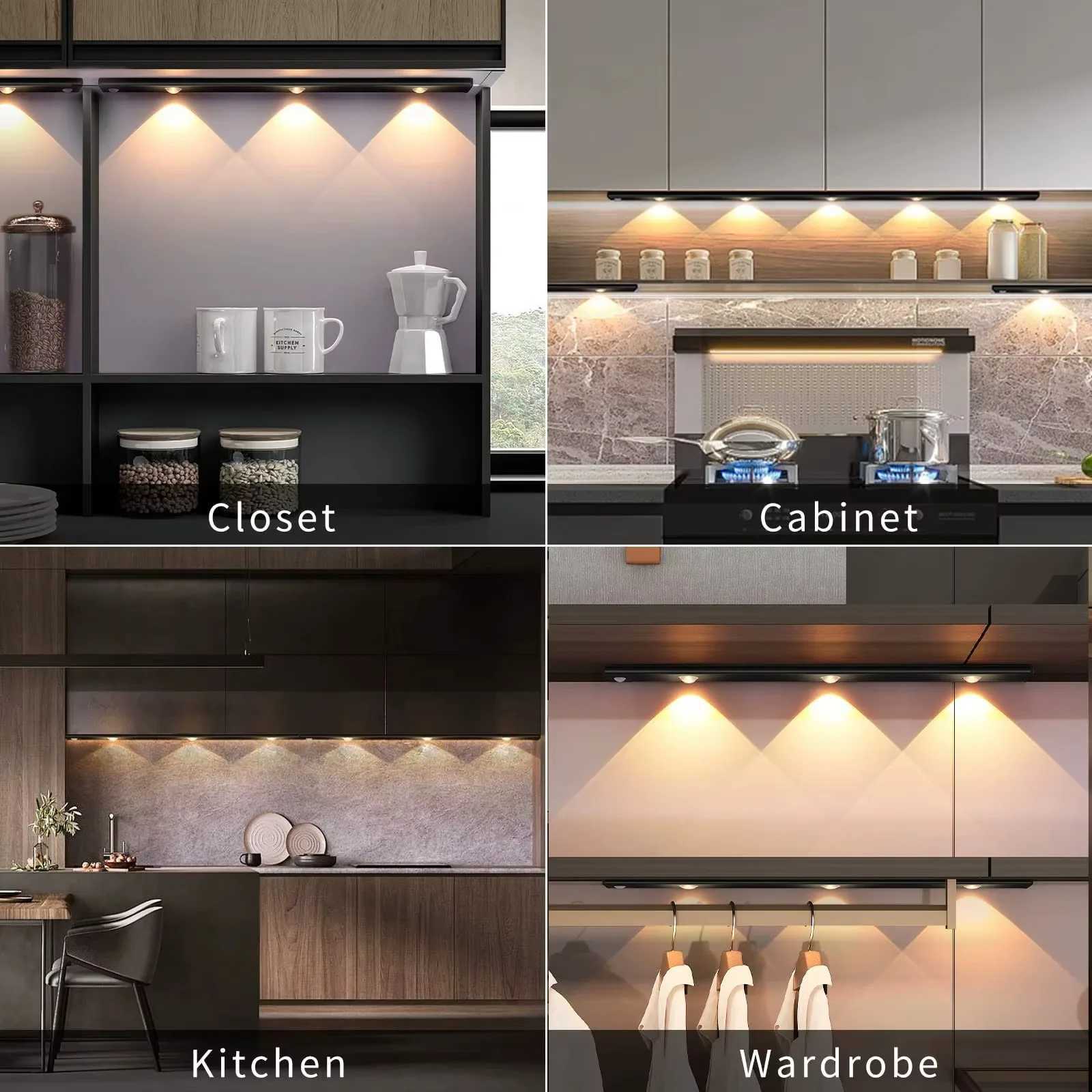 LED Ultra Thin Under Cabinet Lights Motion Sensor night light Wireless 3Color Dimmable For Kitchen Cabinet Bedroom Wardrobe Ligh C251218