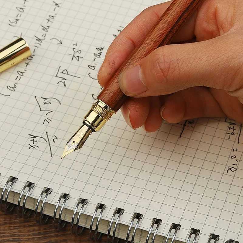Retro Sandalwood Pen 05mm Writing Pen Off Signature Pen Student Writing and Painting School Stationery Supplies Y251218