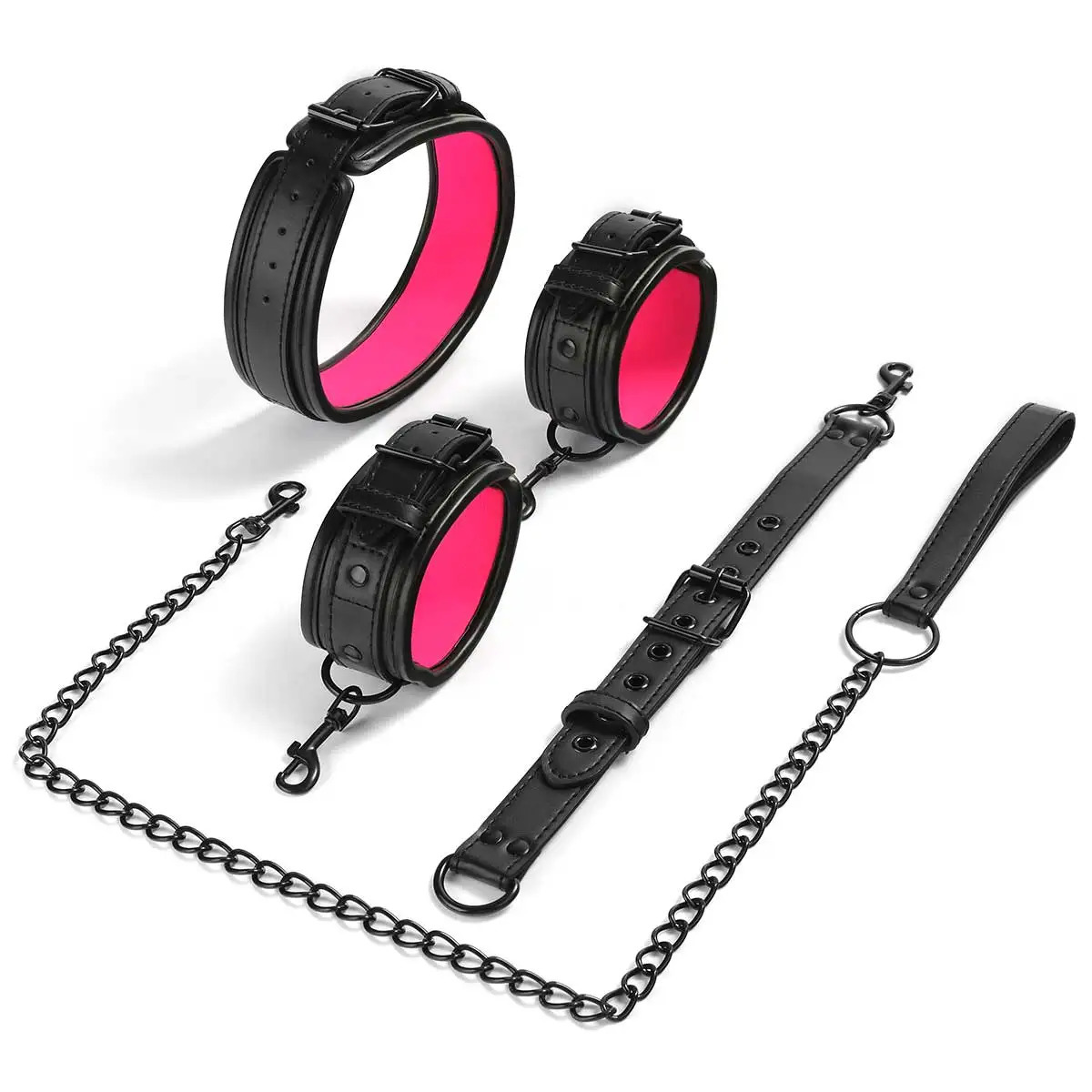 Neck to Wrist BDSM Bondage Sex Restraints Kit Couples Sex Toys Bondage Set With Chain Leash Back Handcuff Collar Slave Role Play 251217 - view 7