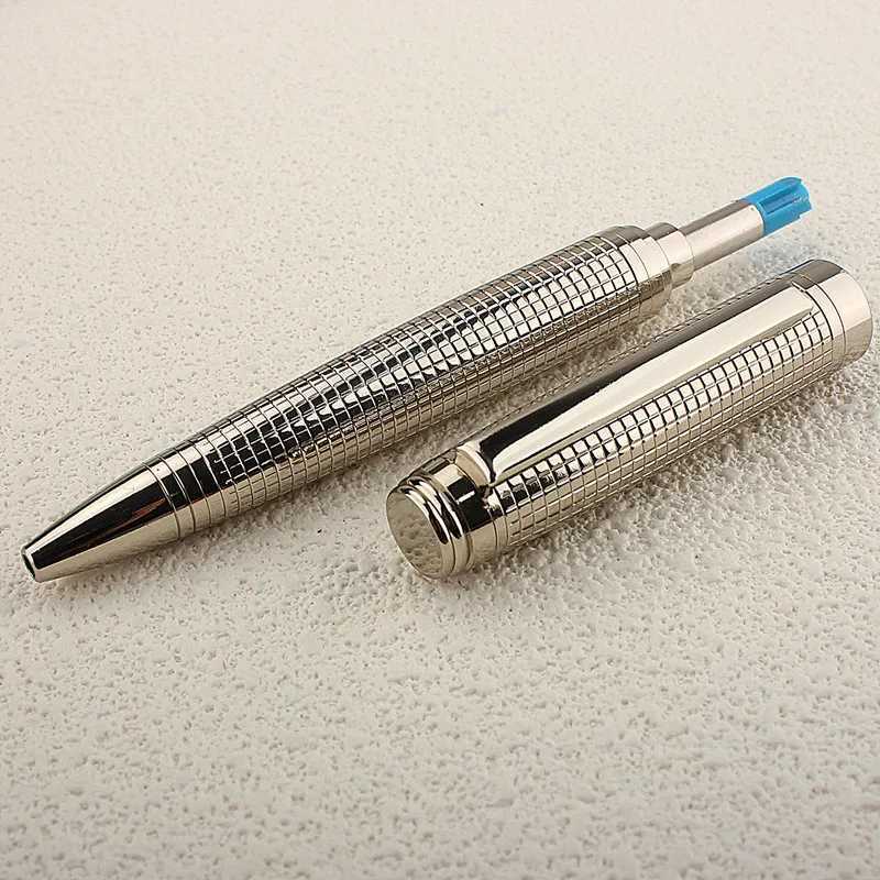 Metal Pen Stainless Steel Material Rotate Gel Pens Ink Blue Writing Ballpoint Pen Point 07mm for School Off Stationery Y251218