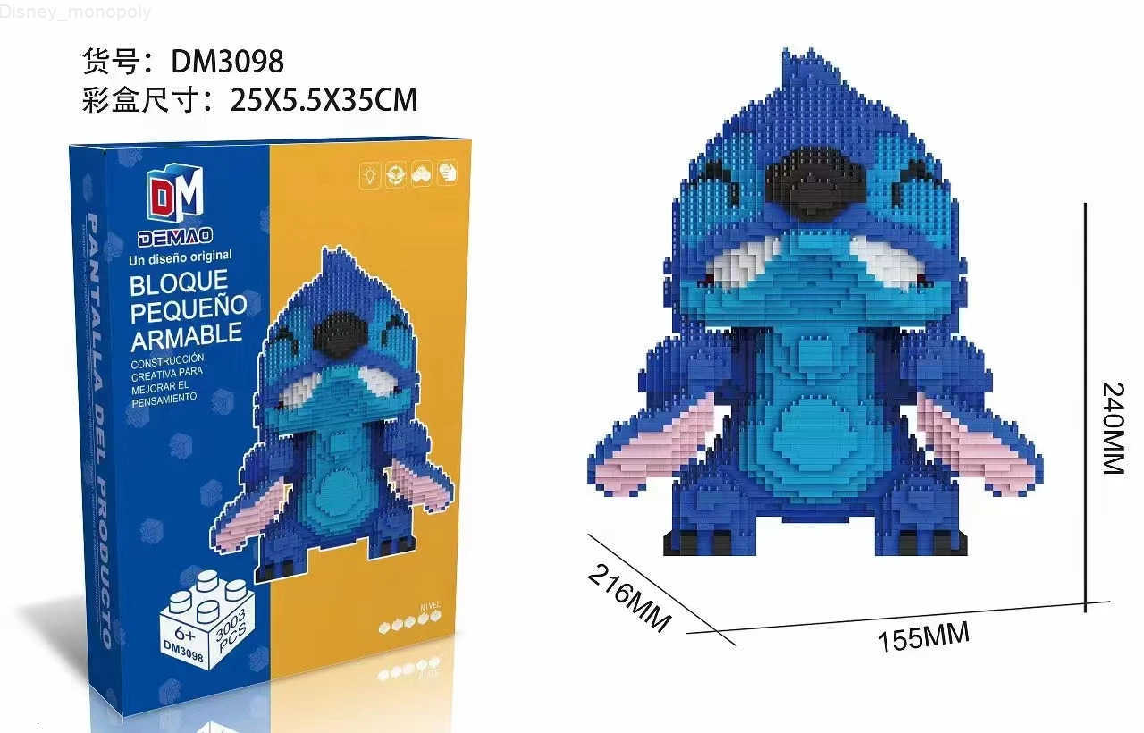 Disney Guitar Stitch Series Diamond Building Block Micro Lilo Stitch Figure Cute 3D Model Children For Mini Bricks Toys H251218