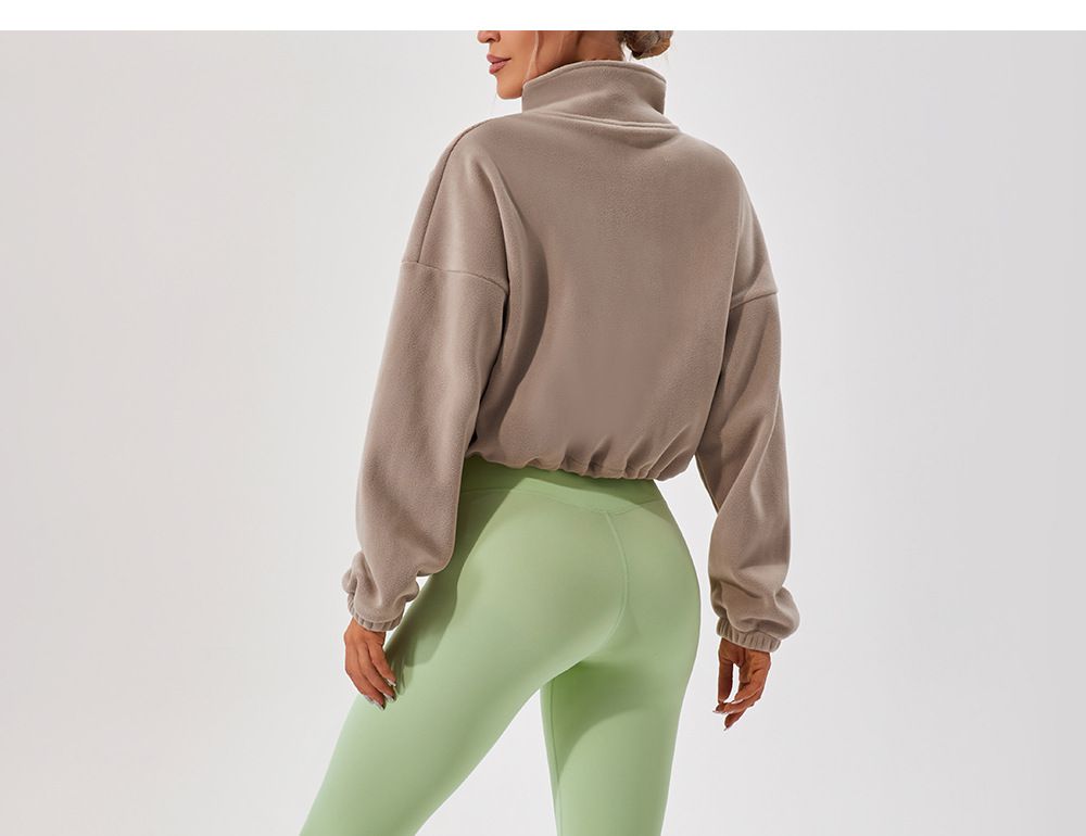 Women Yoga Winter Outdoor Lamb Wool Sports Jacket Women's Stand-up Collar Loose Velvet Warm Running Casual Short Coat