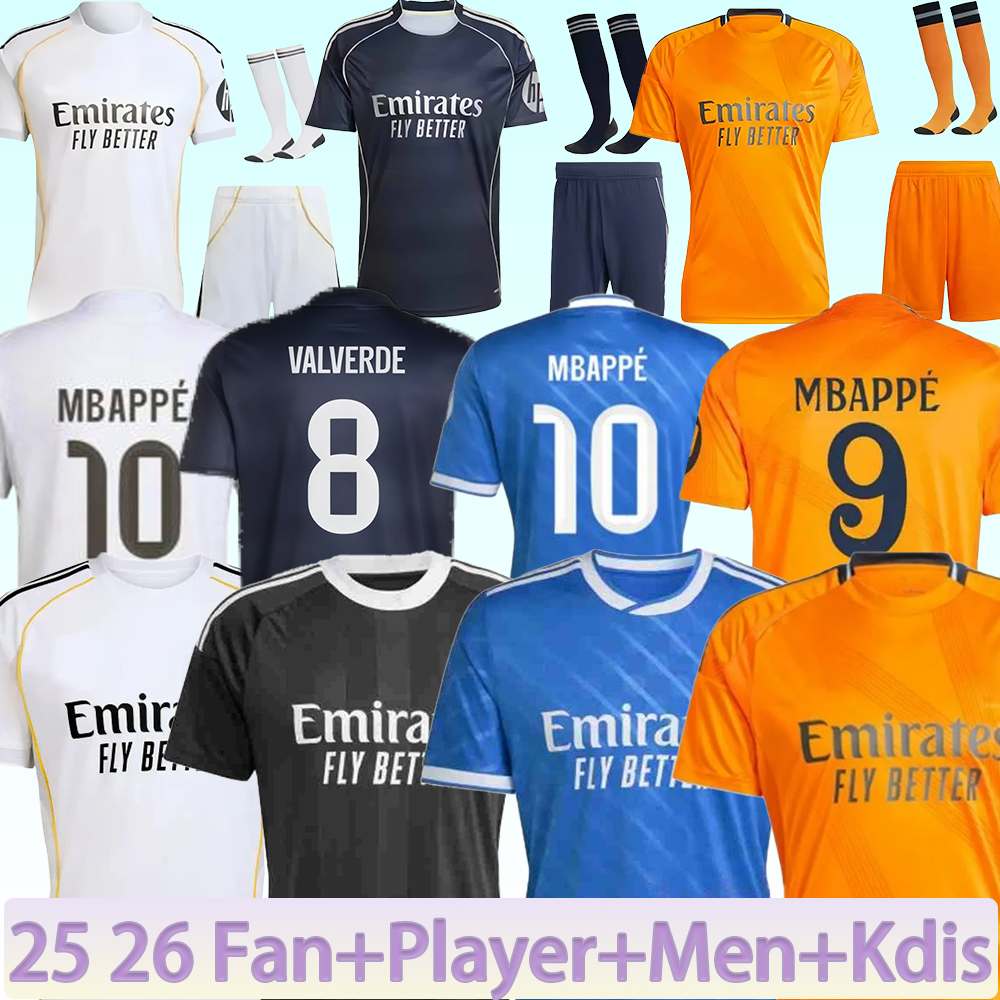 25 26 Soccer Jerseys Camiseta Football Jerseys VINI JR Mbappe Kids VINI JR Bellingham 2025 2026 HUIJSEN REal Player TRENT LonG mADRIds MODRIC Football Shirt MBAPPE