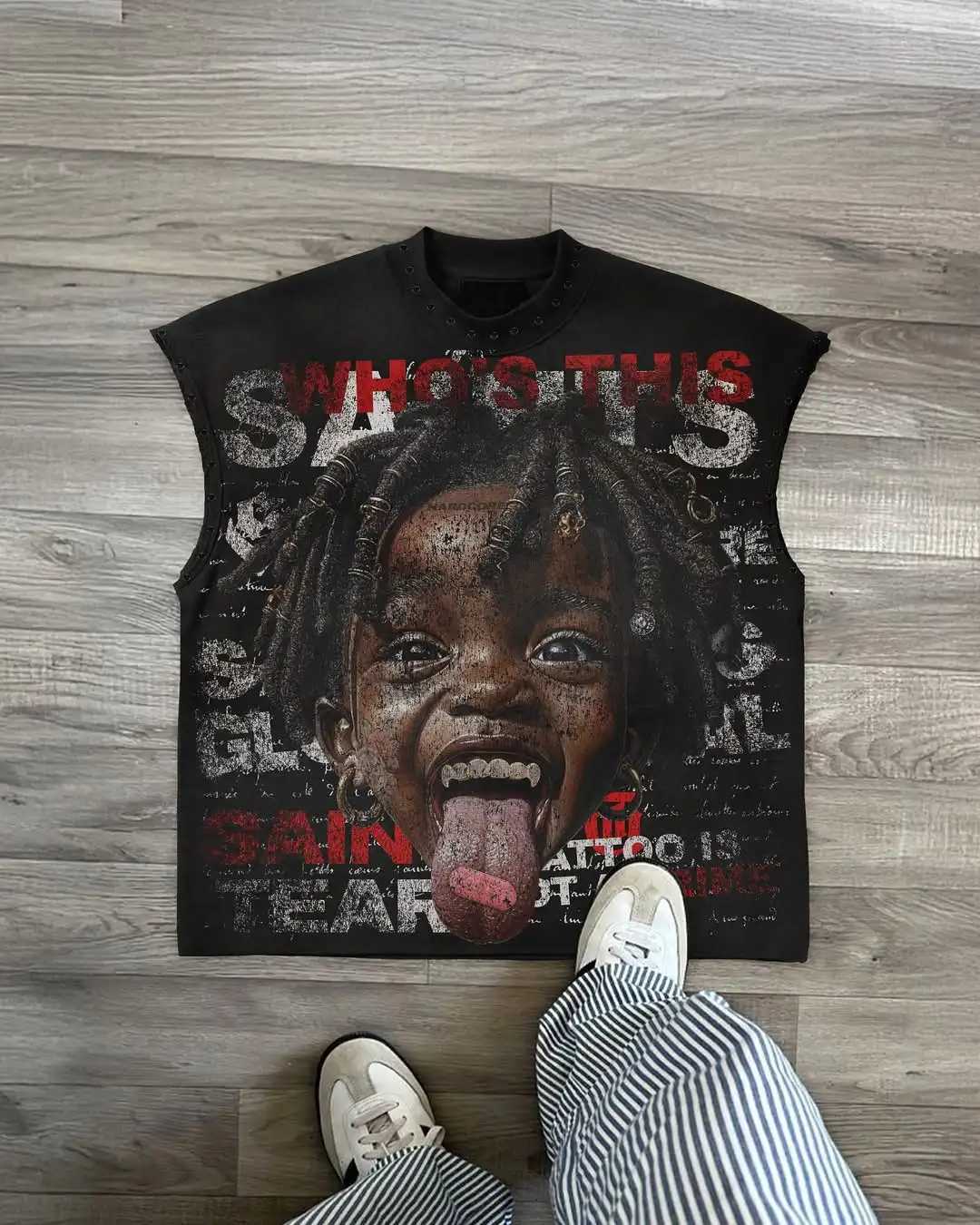 Y2K Popular Willow Nail Round Neck Vest T Shirt Retro Punk Hip Hop Oversized Printed Pure Tops Classic Loose Sleeveless T Shirt X251218