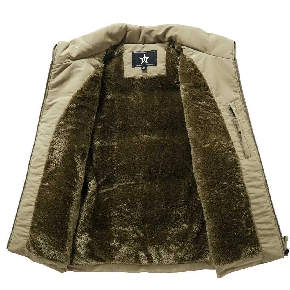 Mens New Keep Warm Fleece Work Sleeveless Jacket Slim Fit Windbreaker Fashion Many Pocket Jacket Men Winter Sleeveless JacketsG251218