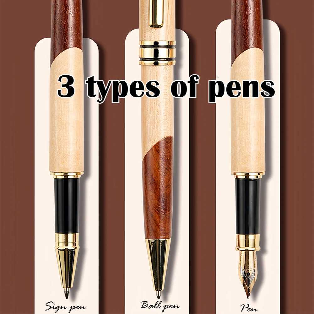 Cust Wood Ballpoint Pen Laser Ene Text Personali Sign Pen for Family Cpany Friend Gift Box Available Y251218