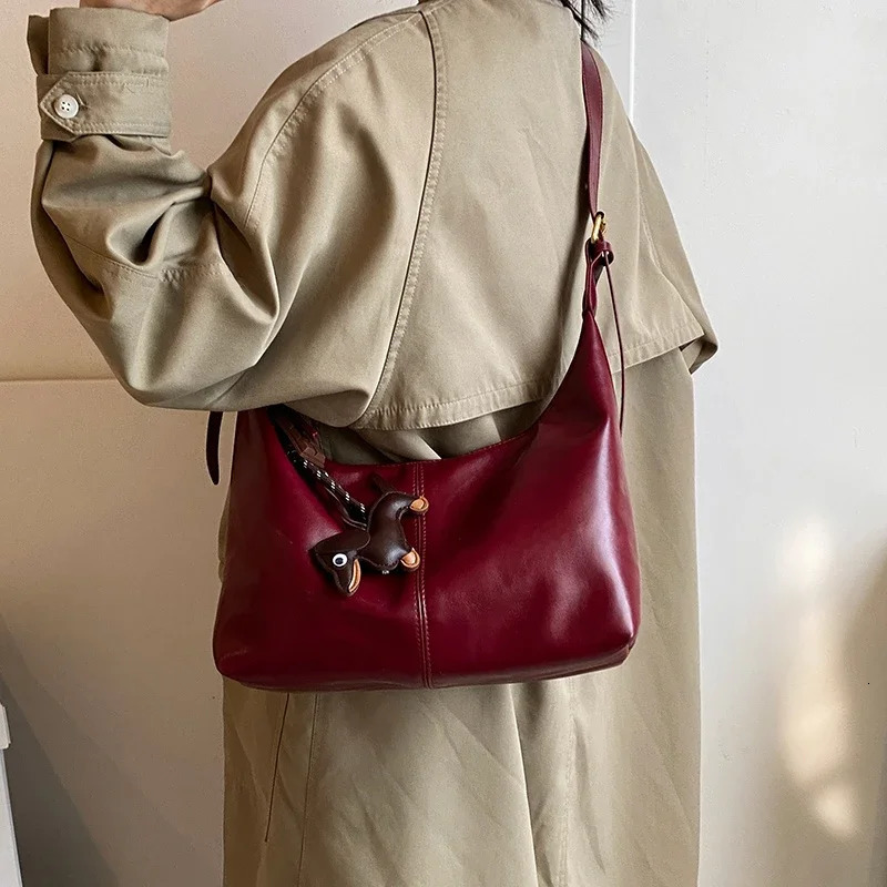 Large Capacity PU High Quality Crossbody Bag Zipper Solid Color Simple Fashion Handbag Soft Shoulder Bag 251216