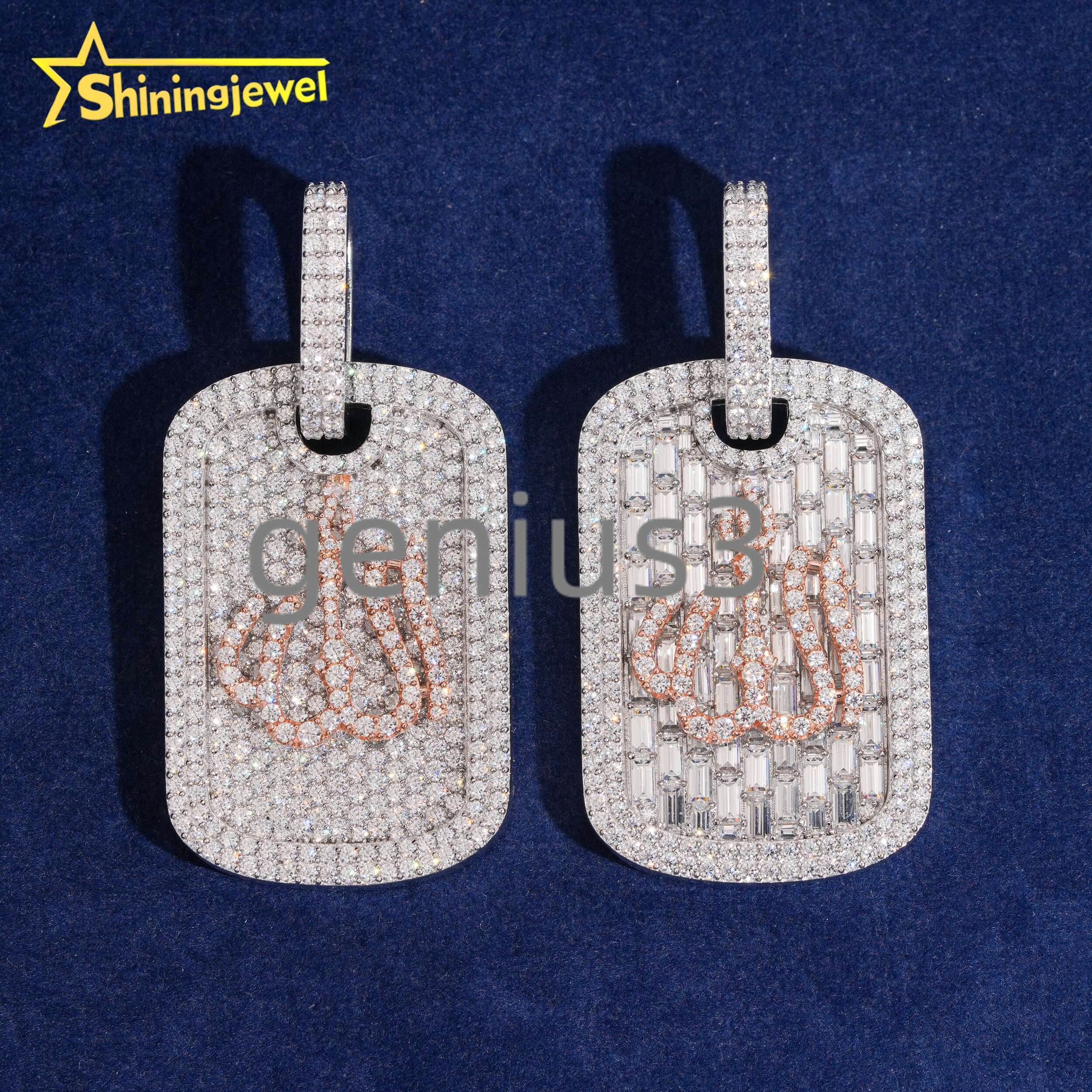 Hip Hop Jewelry 925 Silver Moissanite Hip Hop Pendant Dog Tag Pendant Unisex Charm Iced Out Pendant Pass Diamond Tester