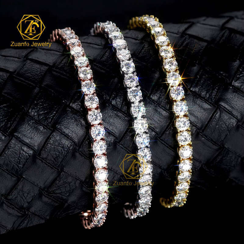 Large Stock 2mm-6.5mm Chain Hiphop Unisex Iced Out VVS Moissanite Silver 925 VVS Silicon Stone Tennis Bracelet
