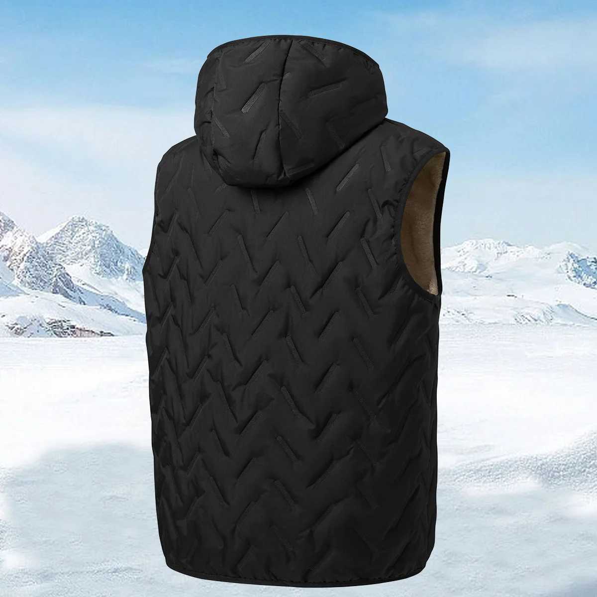 Mens autumn and winter thickened down vest with hood comfortable and warm suitable for daily life shopping and travelG251218