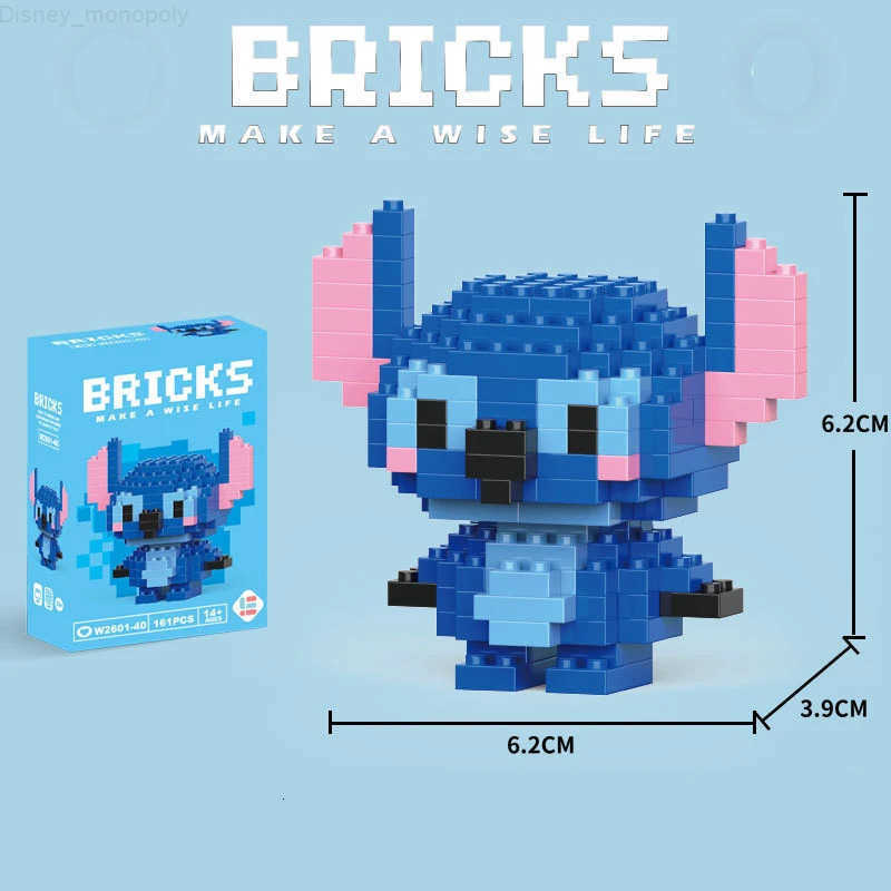 Disney Mickey Minnie Cartoon Doll Building Blocks Elsa Winnie the Pooh Stitch DIY Action Doll boys girls toys birthday gifts H251218