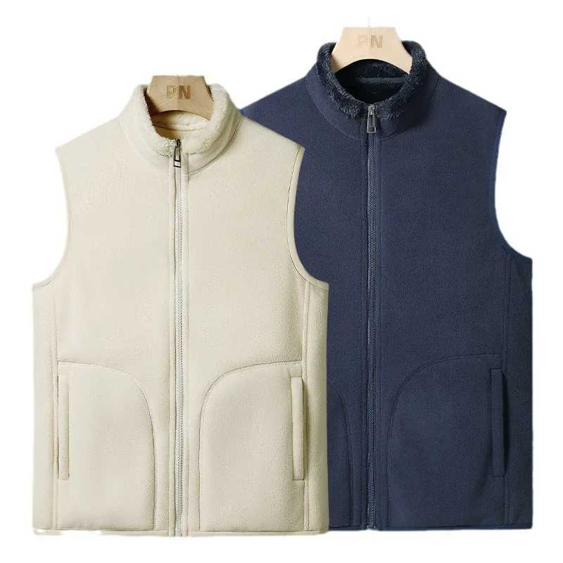 5XL Mens Business Casual Fleece Winter Vest Heavyweight Relaxed-Fit Sport Vest for Man Sherpa Waistcoat WomanG251218