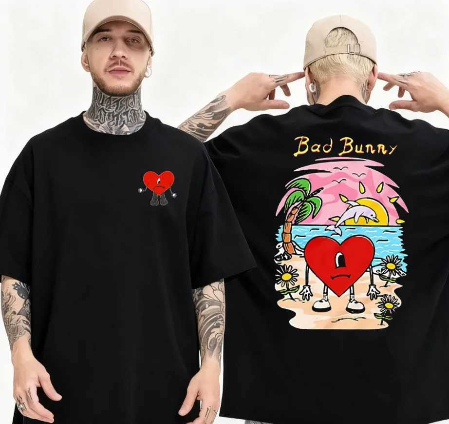 2025 Summer Bad Rabbit T-shirt Un Verano Sin Ti Graphic T-shirt Mens Fashion Super Street High-quality Casual Cotton T-shirt X251218
