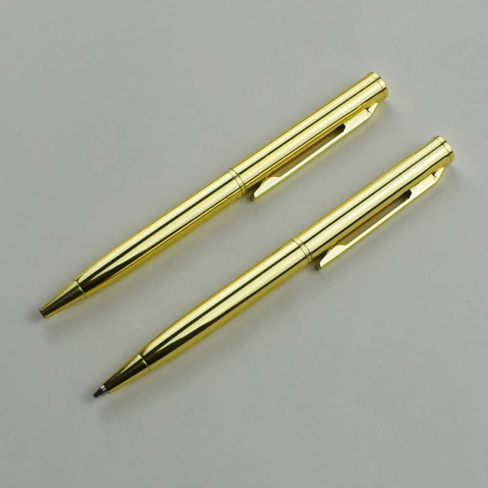 Golden Metal Ballpoint Pen 07mm Black Ink Refill Rotating Style Signature Ballpen Off Stationery School Supplies Y251218