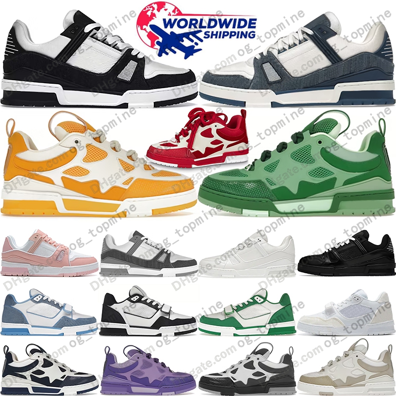 Designer shoes Virgil Skate Men Trainer Women Dress sneakers Embossed Skates Flower Calfskin Leather Denim Luxury Letter Dermis Low Platform Mens Trainers