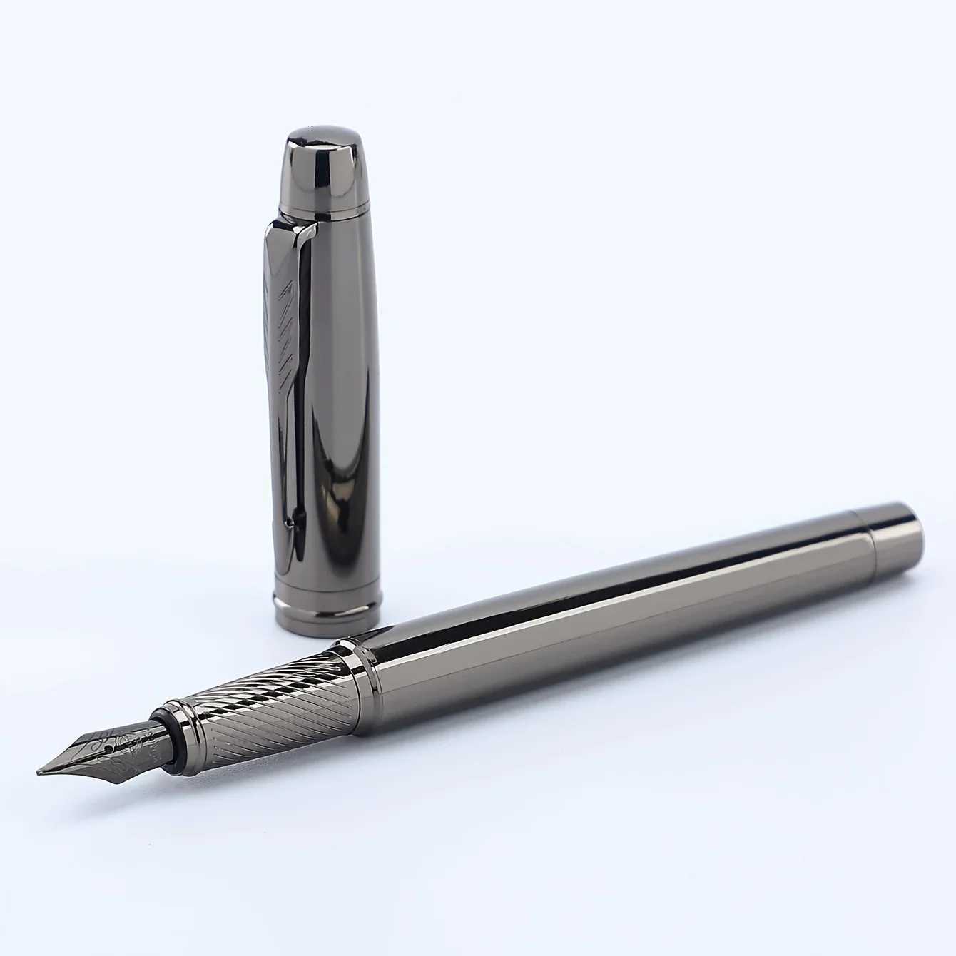 1 Pc Silver Gray High-end Business Fountain Pens Lridium Pen Tip Medium size 05mm For School ro Off Daily Writin Y251218