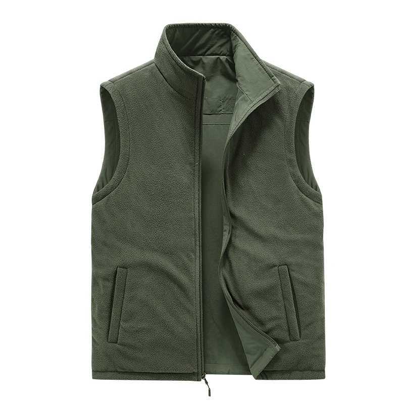 Double-sided VEST Mens Autumn Winter Stand Collar WiTH Velvet Casual Sleeveless JaCKet Outdoor Sports CamisoleG251218