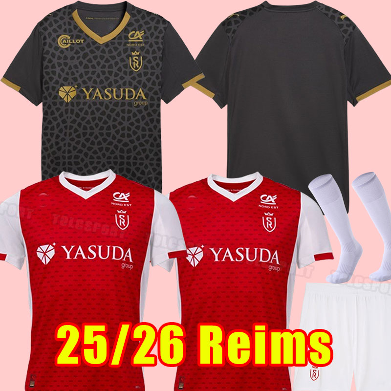Stade de Reims Soccer 29 Folarin Balogun Jerseys 2025 2026 Club 3 Kamory Doumbia 70 Alexis Flips 2 Wout Faes 28 Bradley Locko 5 Yunis Abdelhamid Football Shirt Kits