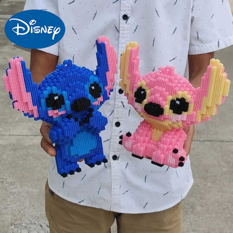 Disney 21CM Cute Stitch Building Block Toys Small Particle Bricks DIY 3D Model Assembly Childrens Building Block Toys Birthday Gift H2512181