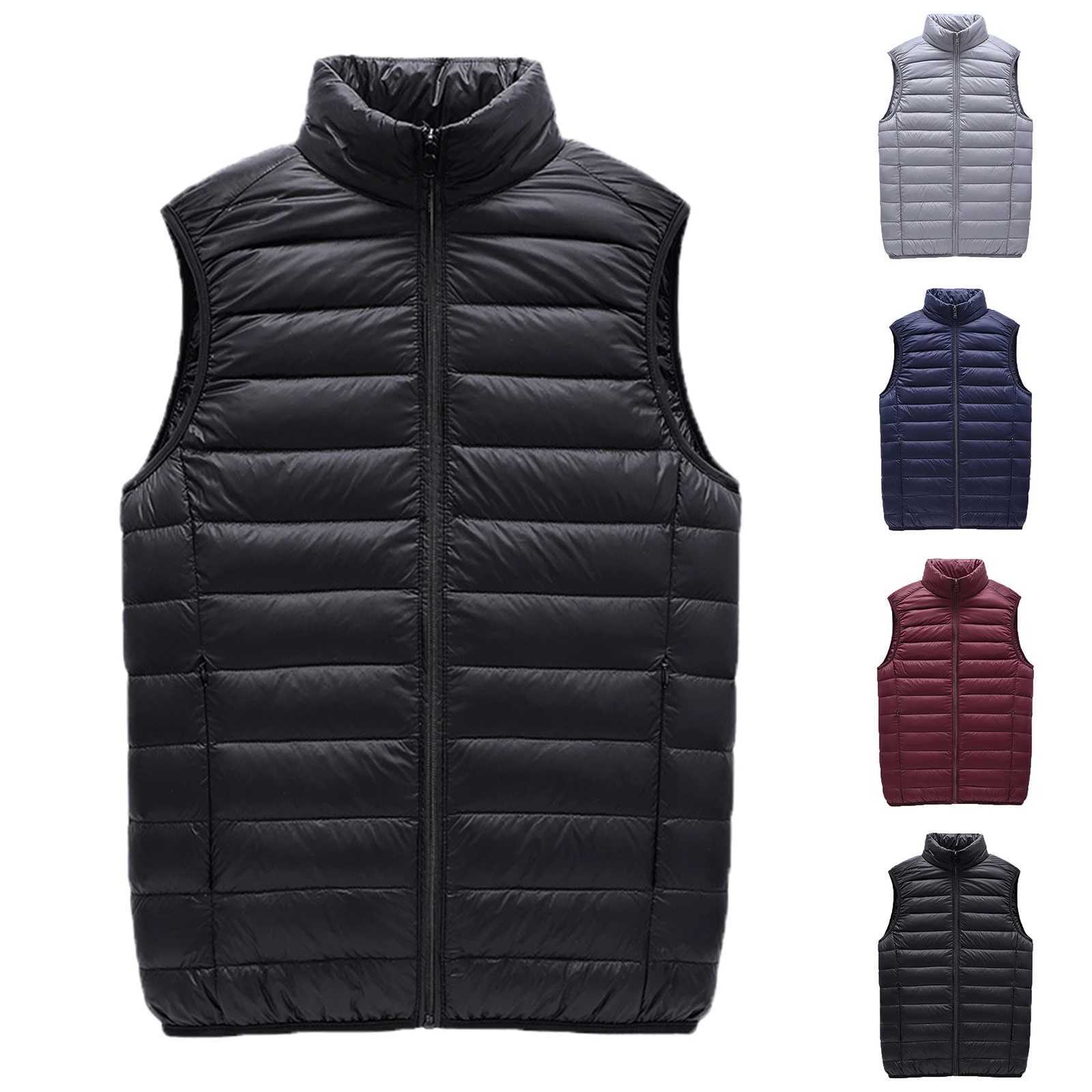 MenS Casual Zipper Vest Stand Collar Sleeveless Outdoor Windproof Casual Warm Vest Jacket Winter Thickened MenS VestG251218
