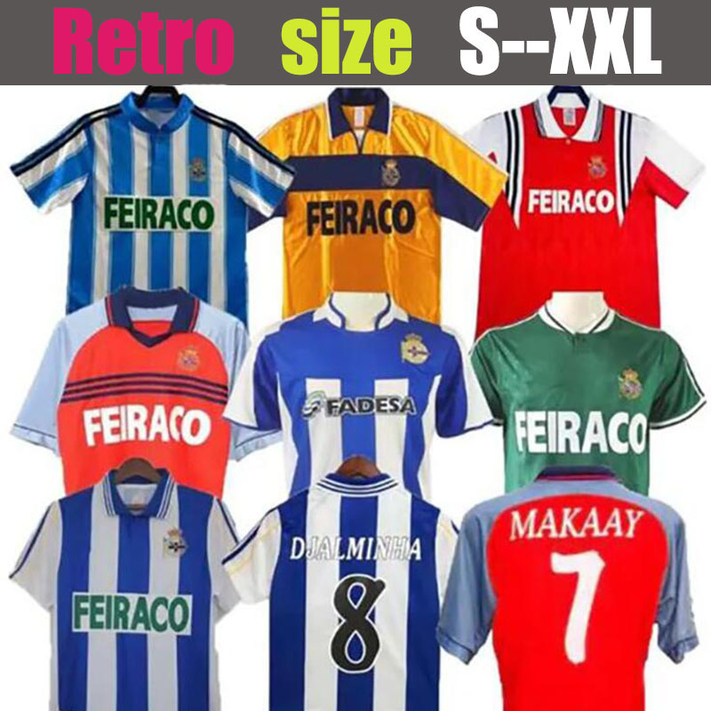 1999 2000 Deportivo de La CoruNa retro soccer jersey 98 99 00 03 04 DJALMINHA VALERON MAKAAY bebeto BITINHO classic vintage football shirt Home away green third